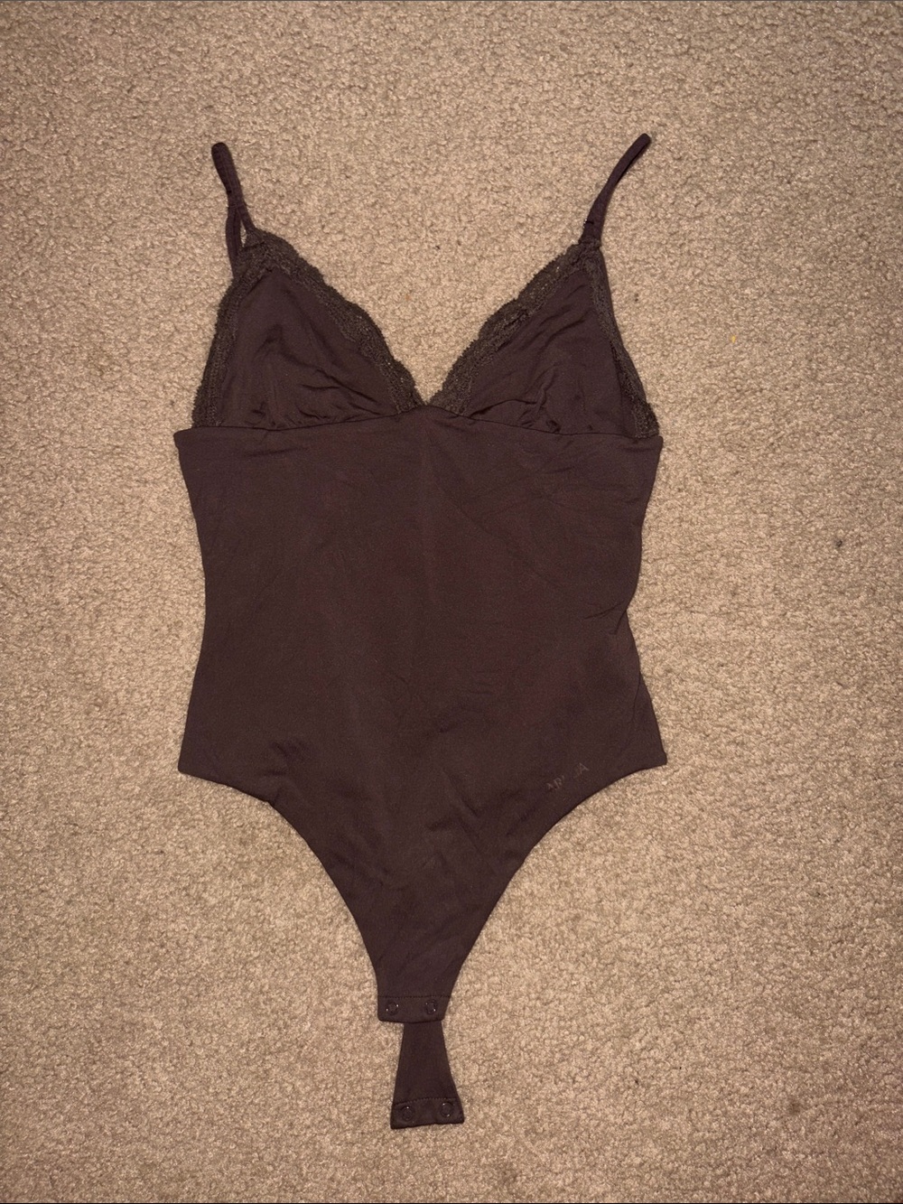 Aritzia Black Lace-Trim Bodysuit